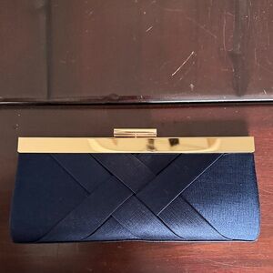 Elegant Navy Clutch with Gold Accents